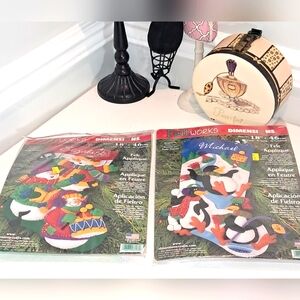 Felt Works Applique by Dimensions Christmas Crafts 2 Piece Set NWT